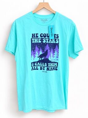 Blessed Girl He Counts The Stars Psalm 147:4 Christian Graphic Tee Large NWT
